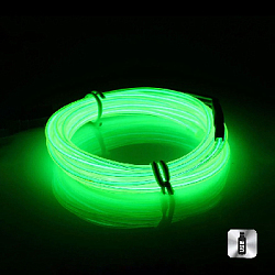 Шнур неоновый светящийся от USB 3 м, лайм
