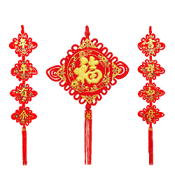 Китайский узел ромб золото НАБОР 2шт (68х112см + 23х112см) кисточка, Уют