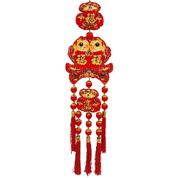 Китайская подвеска 20х83см, Две Рыбки + Денежные мешки